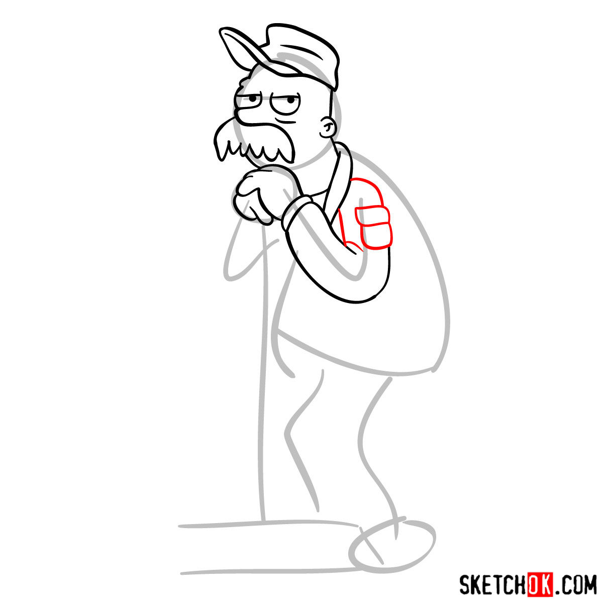 How to draw Scruffy the janitor - step 07